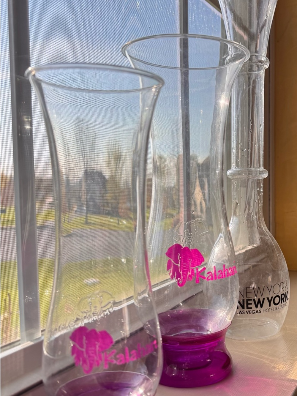 Kalahari Resort Pink Elephant Plastic Carafe Set + Las Vegas Vase